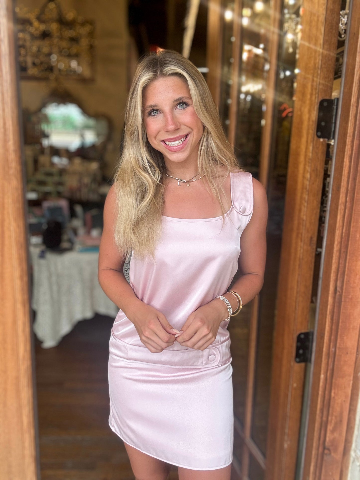 Dress - Baby Pink Oversize Button