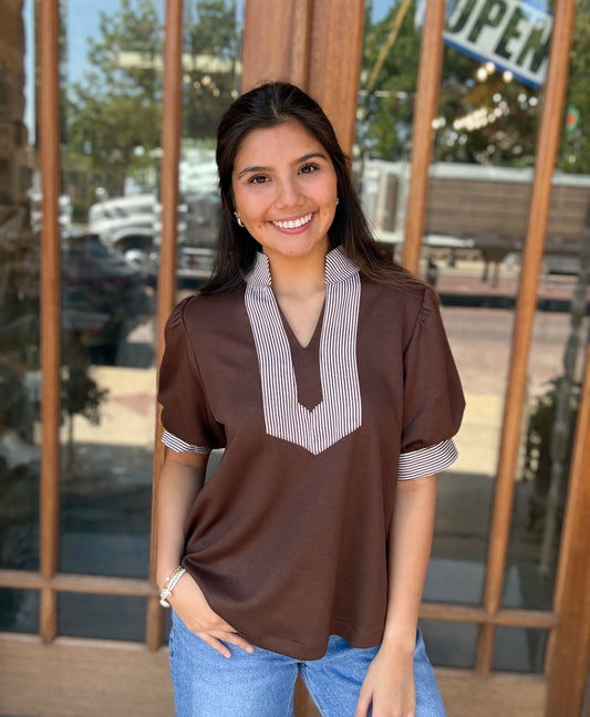 Blouse - Jodifl Espresso Puff Sleeve