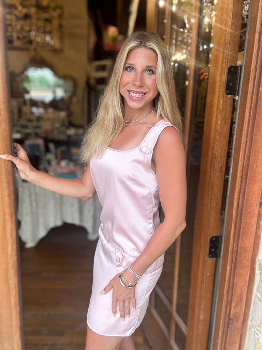 Dress - Baby Pink Oversize Button