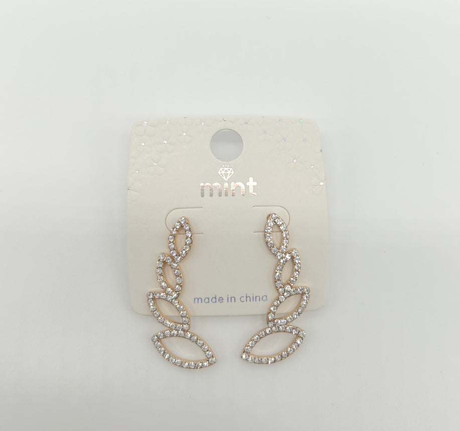 Earrings | Curved Rhinestone Drop Earring
