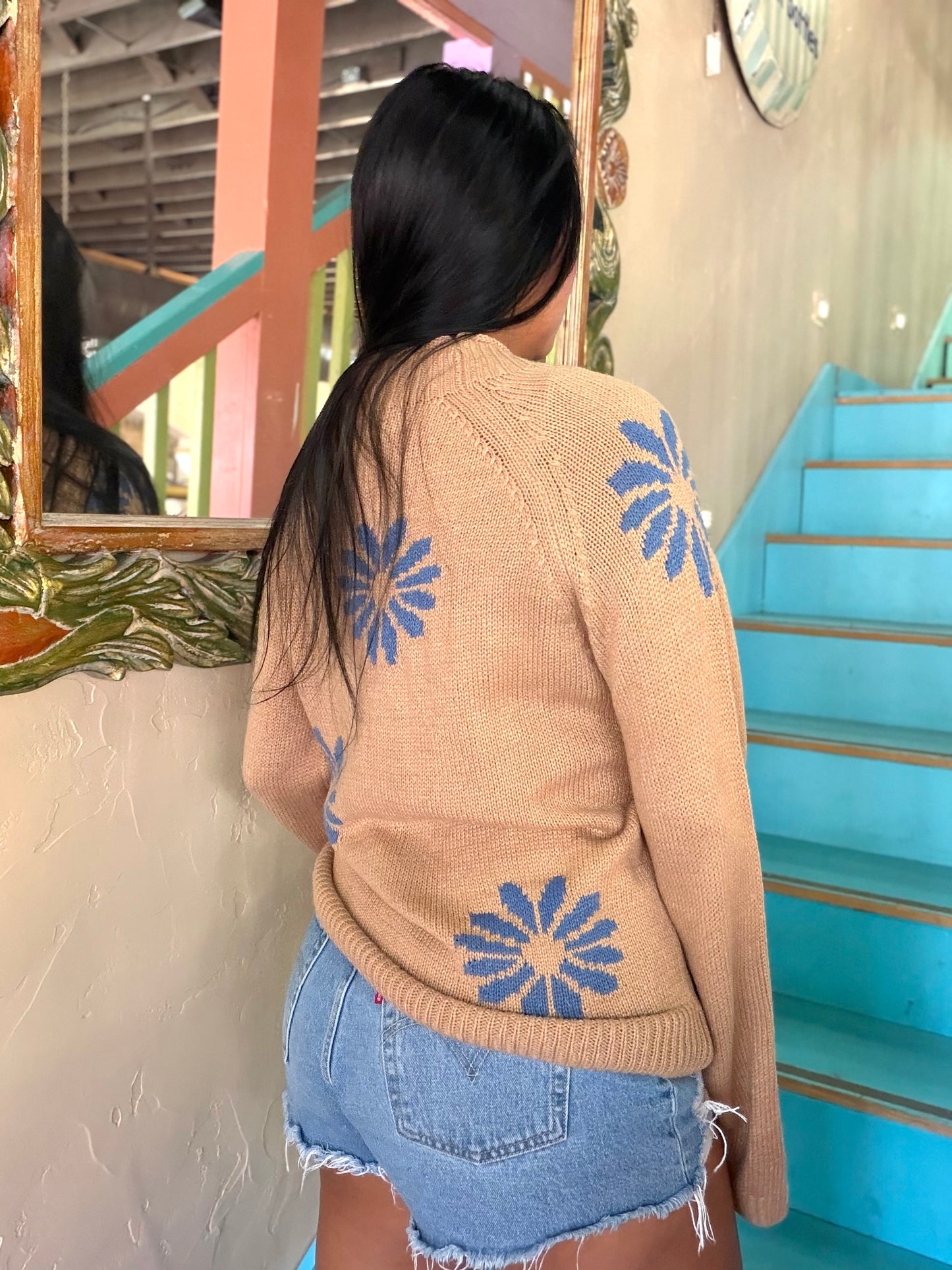 Sweater - Khaki Floral Knit
