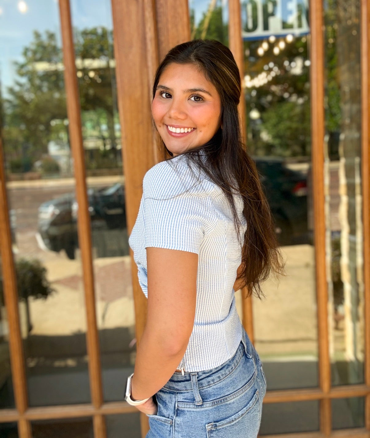 Blouse - Seersucker Twist Front