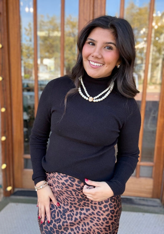 Ribbed Knit Black Sweater