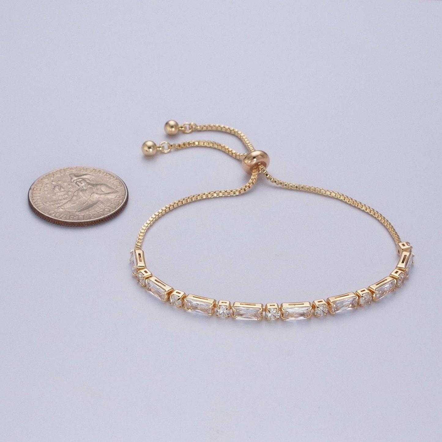 Jewelry | Bracelet 24K Gold Filled with Clear Baguette Cubic Zirconia