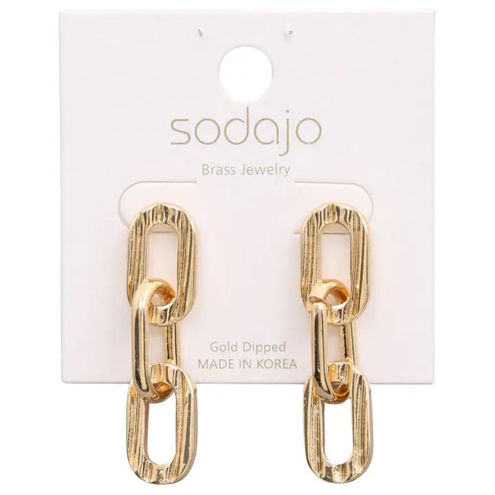 Jewelry | Earrings Brushed Metal Oval Link Gold Dipped