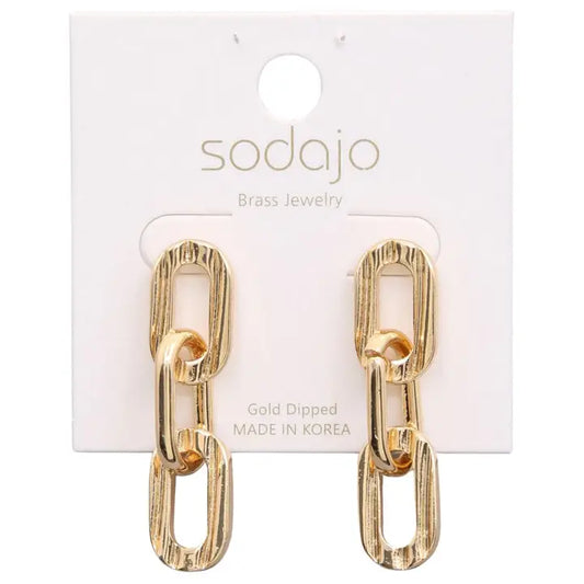 Jewelry | Earrings Brushed Metal Oval Link Gold Dipped