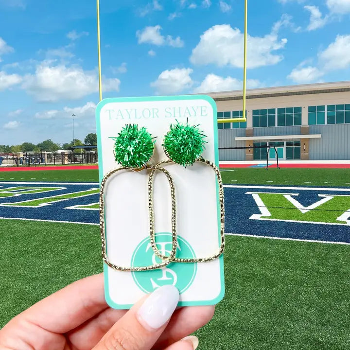 Jewelry | Earrings Green Rectangle Game day Field Goal Hoops
