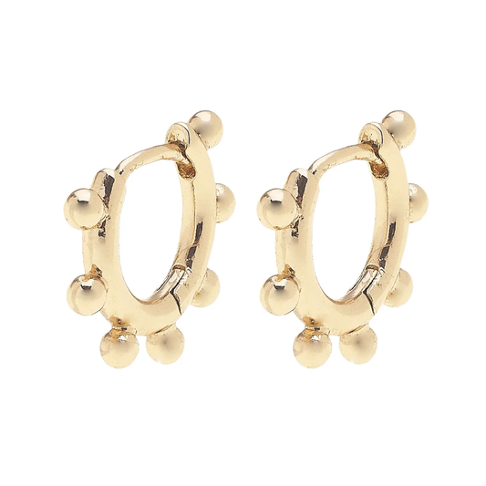 Jewelry | Earrings Blakely Studded Mini Huggie Hoop in Shiny Gold