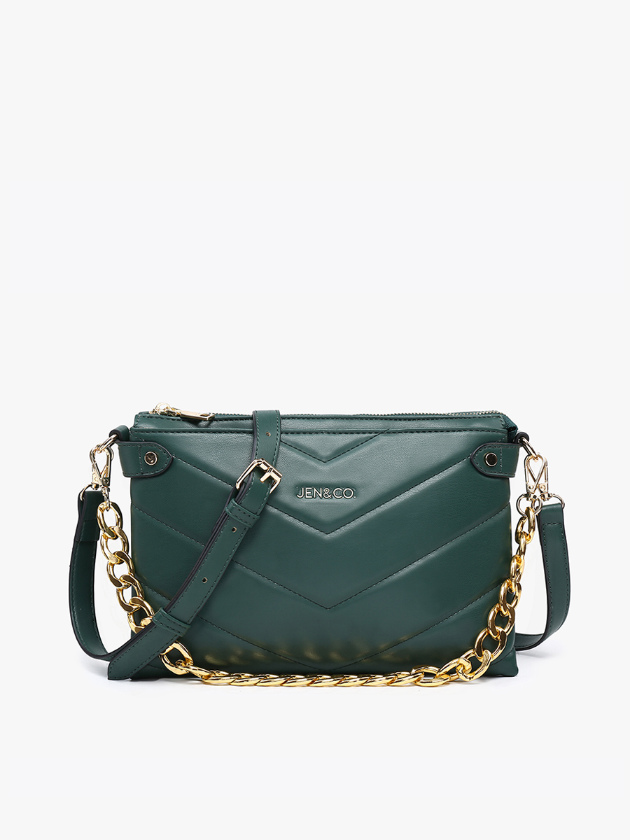Hunter Green Britt Puffer Crossbody w/ Snaps