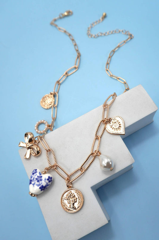 Ceramic Porcelain Charm Link Necklace