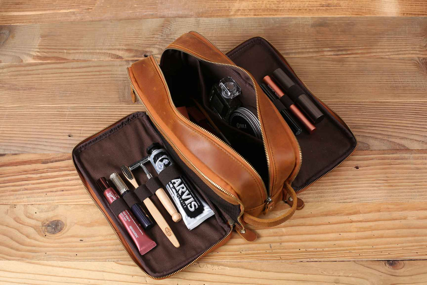 Groomsmen Gift Personalized Leather Toiletry Bag