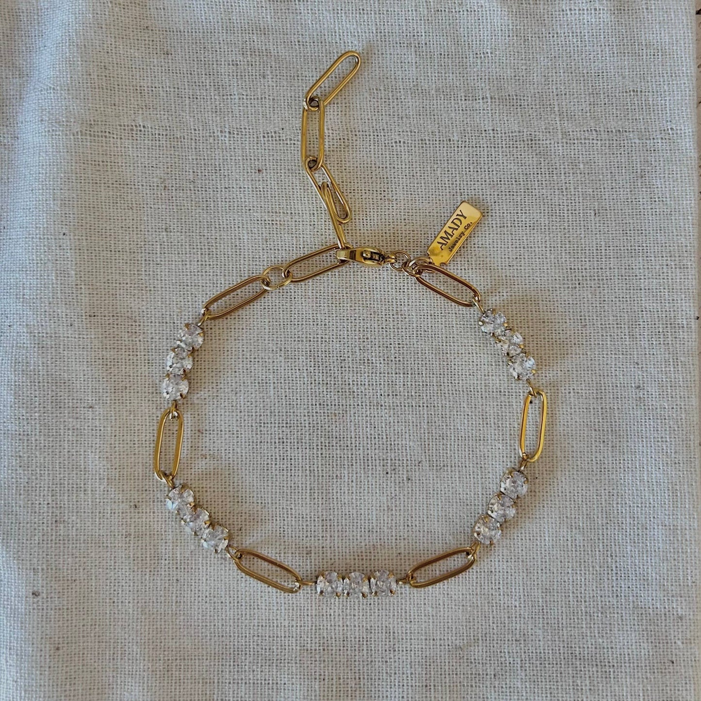 Bracelet - Paperclip Chain with Rhinestones