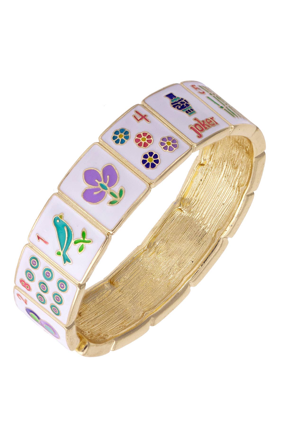 Bracelet - Going Mahjong! Enamel Hinge Bangle in Multi