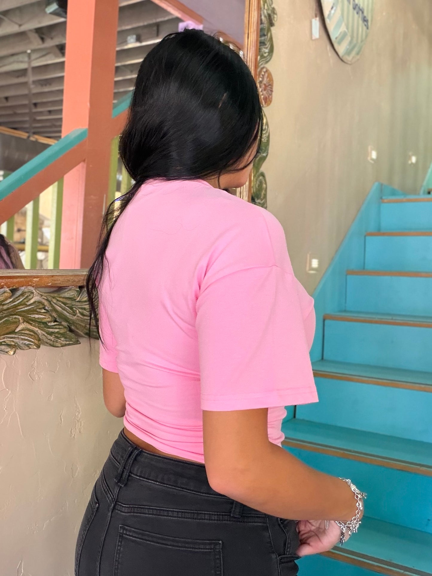 Tee - Pretty In Pink Ruched Waist