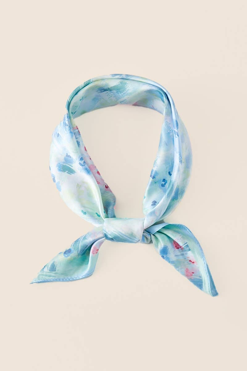 Accessories | Scarf Bandana Light Blue Floral Print Square
