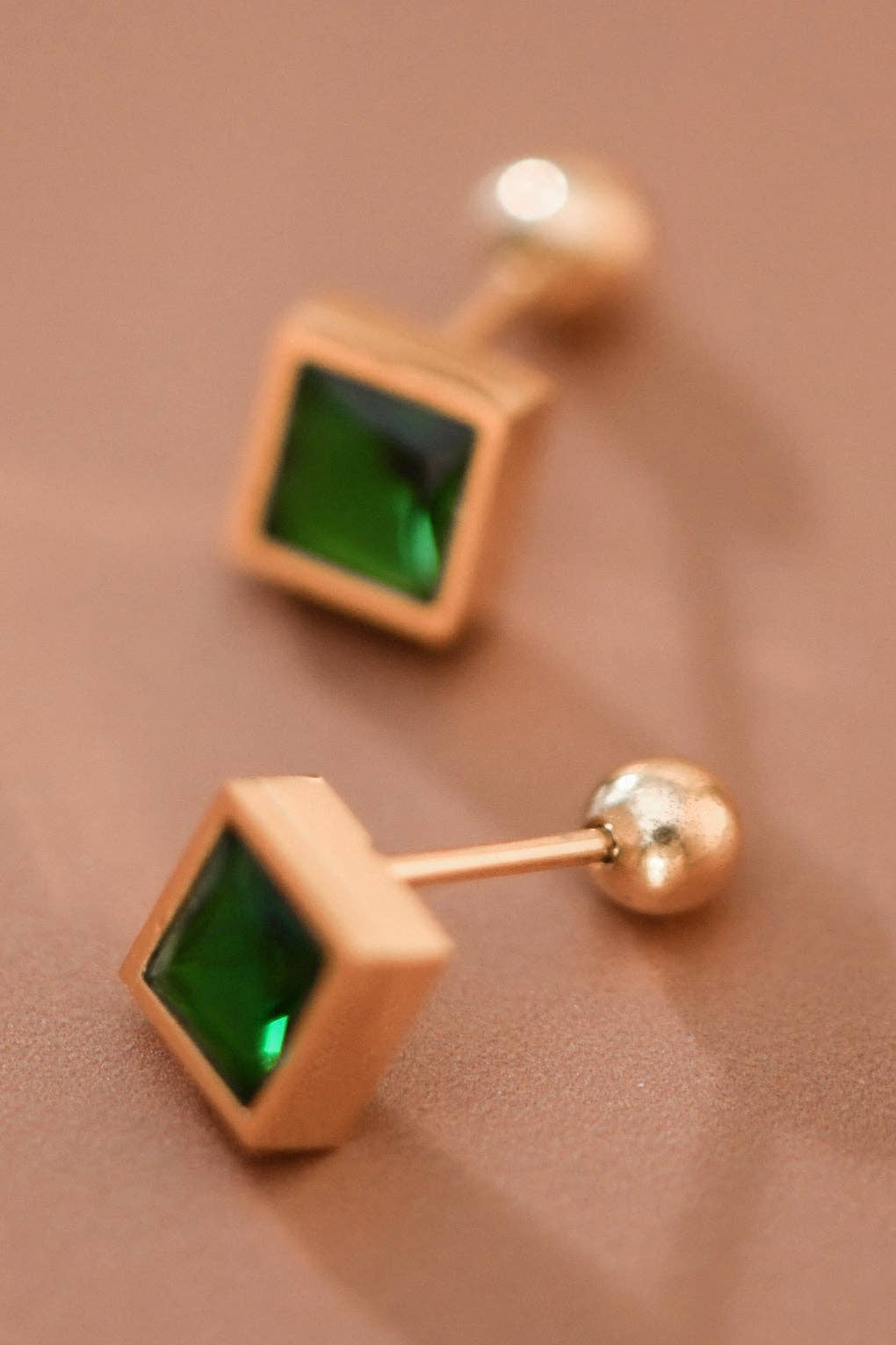 18K Gold Plated Green Crystal Studs