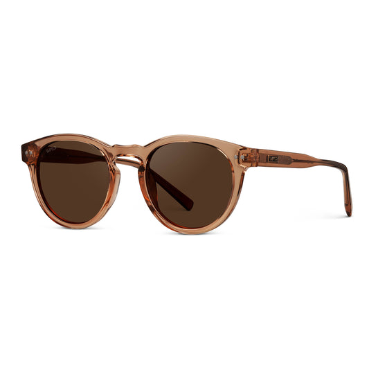 Sunglasses - Tate Round Polarized Light Crystal Brown