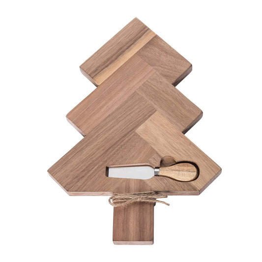 Kitchen | Serving Board Wood 9.65" Brown Christmas Tree