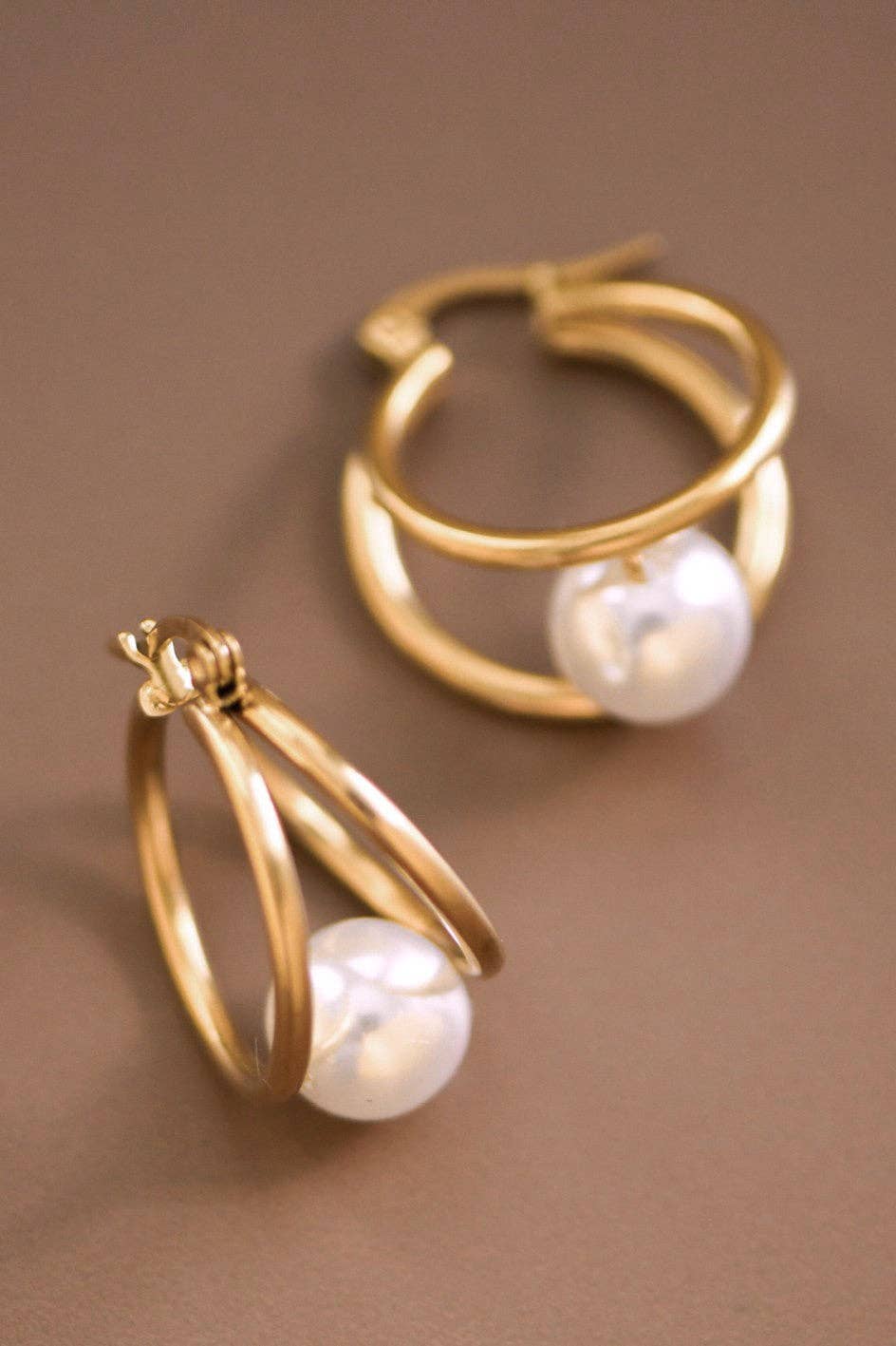 18K Gold Plated Pearl Drop Earrings