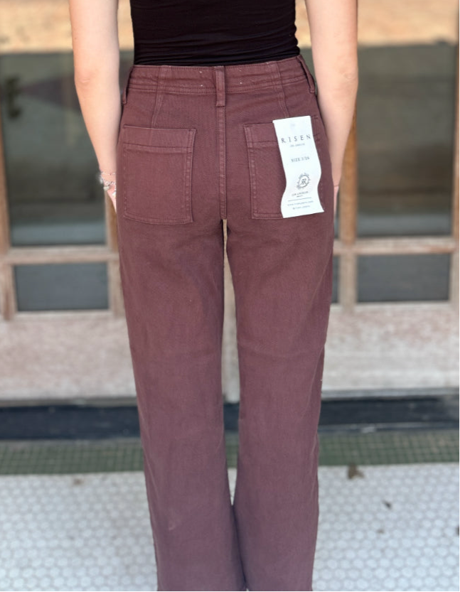 Bottoms | Risen Jeans High Rise Ankle Flare Patch Pocket