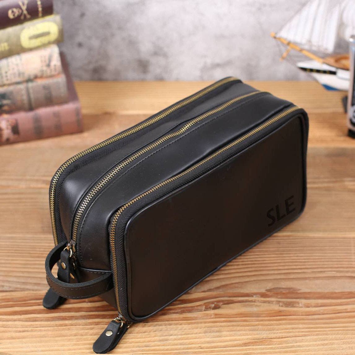 Groomsmen Gift Personalized Leather Toiletry Bag