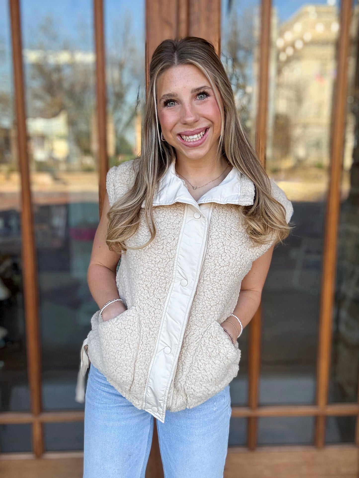 Button Front Plush Vest