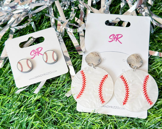 Jewelry | Earrings White Pearl Acrylic Baseball Dangle