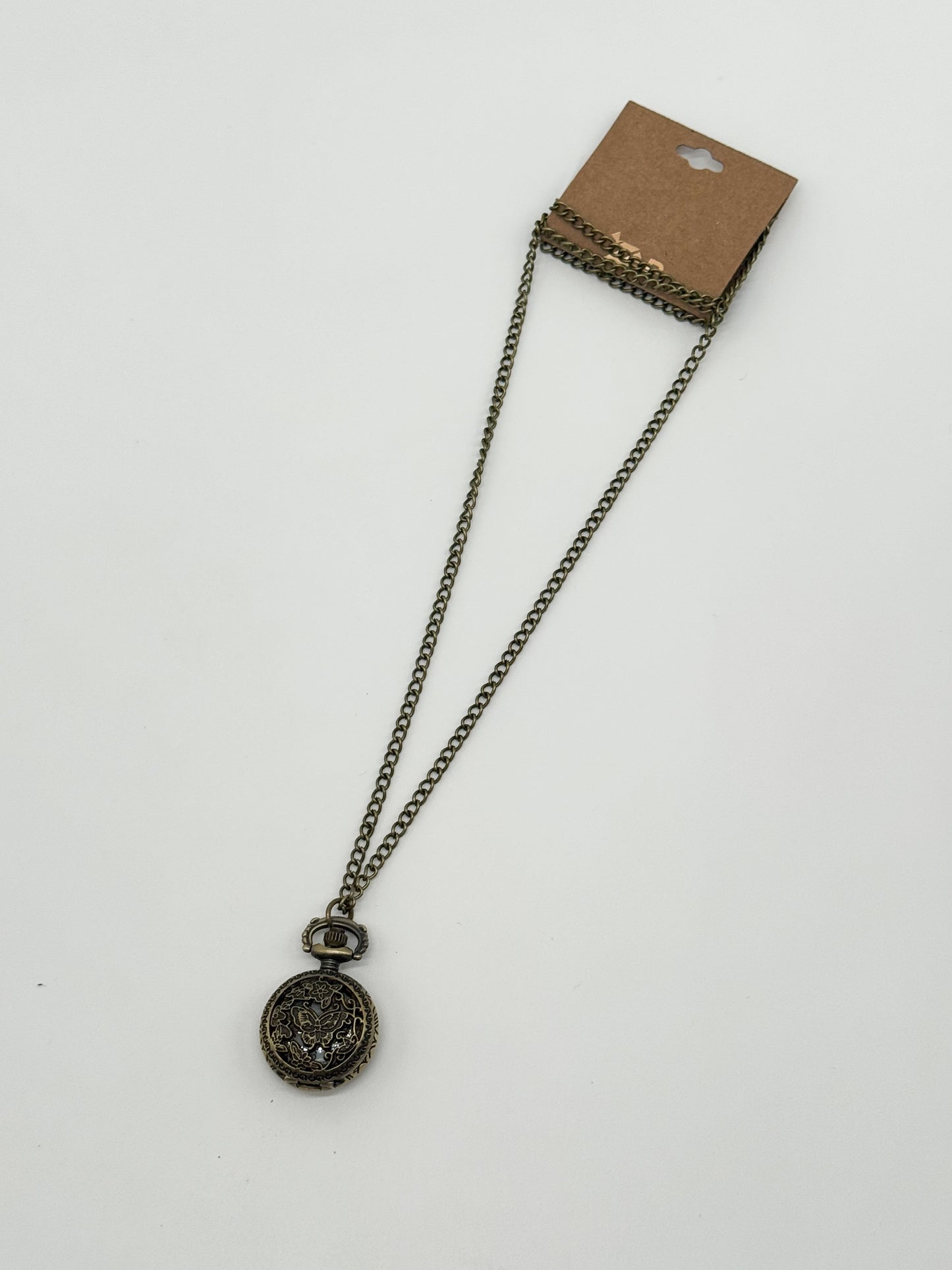 Jewelry | Necklace Pocket Watch Gold Butterfly Design