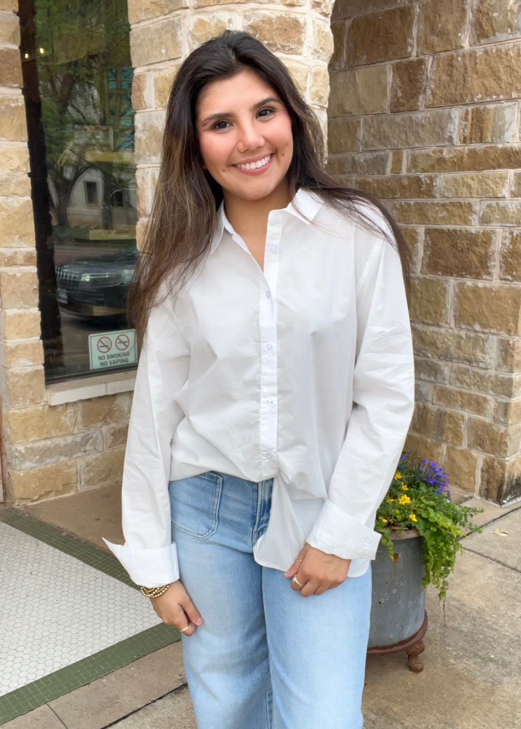 White Lascana Women's Long Sleeve Button Down Blouse