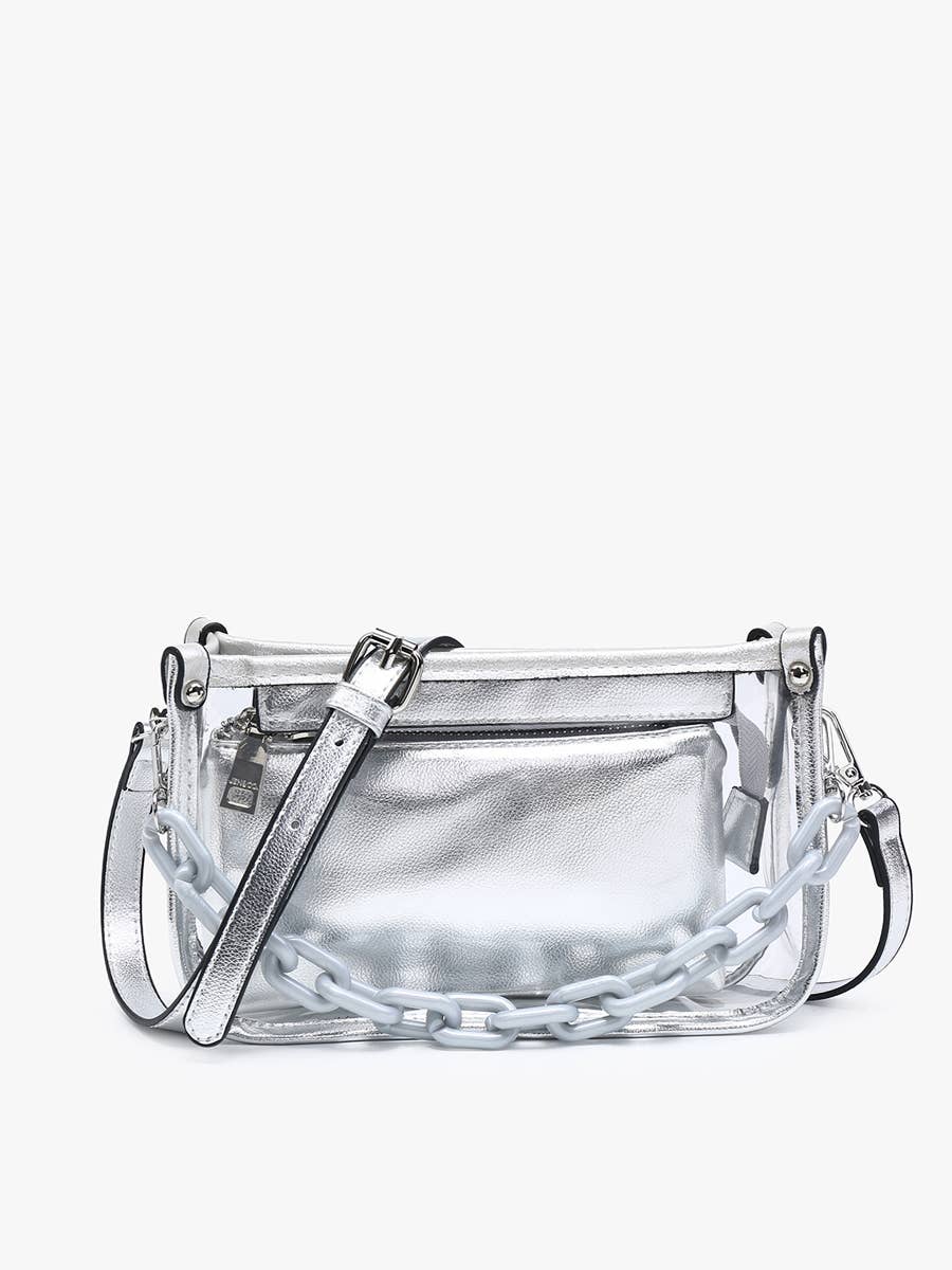 Taupe Jessica Clear Crossbody w/ Chain