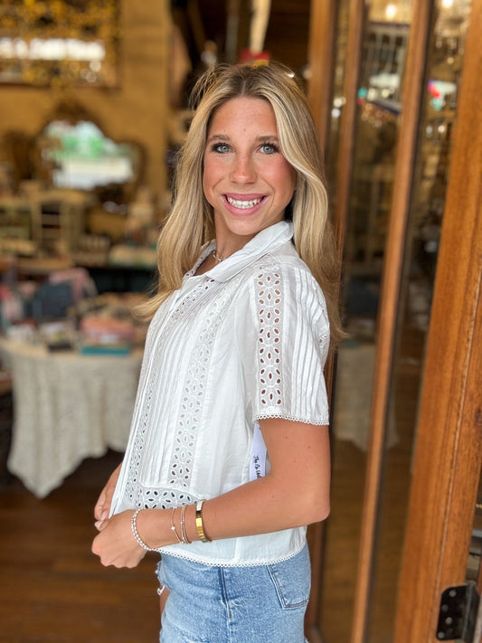 Blouse - Marena Eyelet Button Up