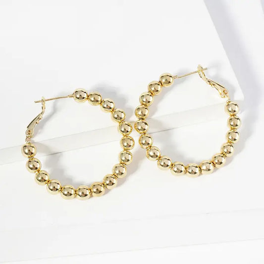 Jewelry | Earrings Gold Dipped Metal Ball Beaded Hoop