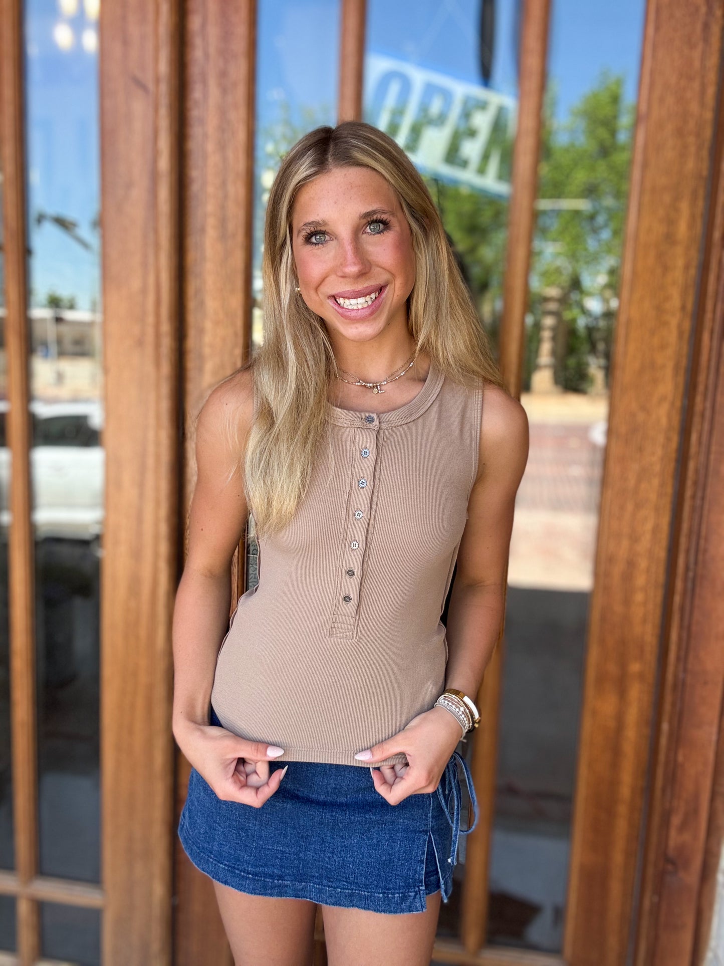 Tank - Wheat Ribbed Henley