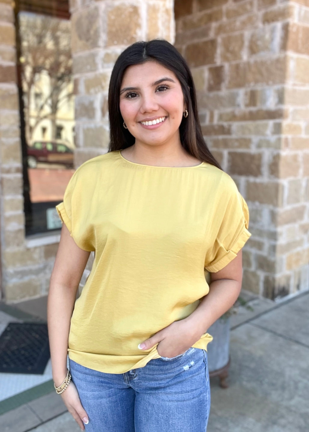 Tops | Blouse Pleated Sleeve Drop Shoulder