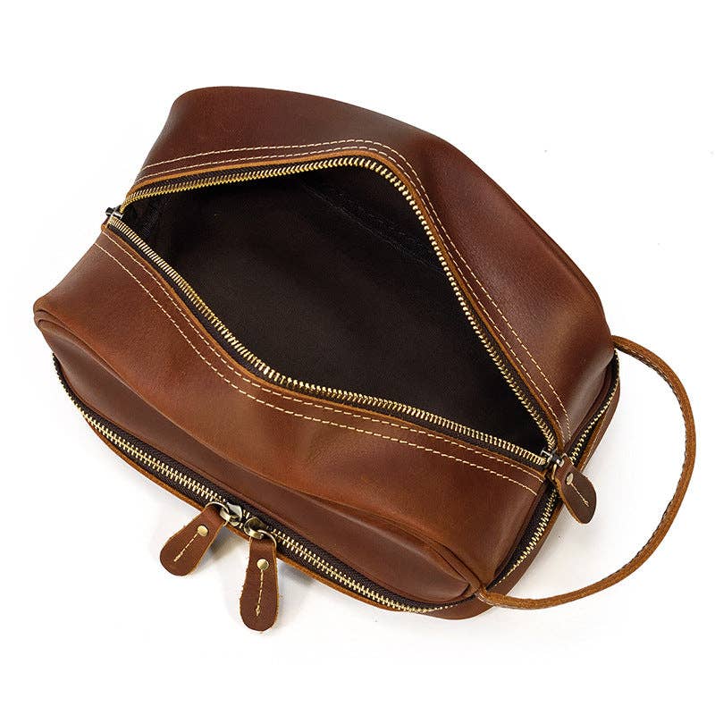 Full Grain Leather Wash Bag Handmade Toiletry Bag