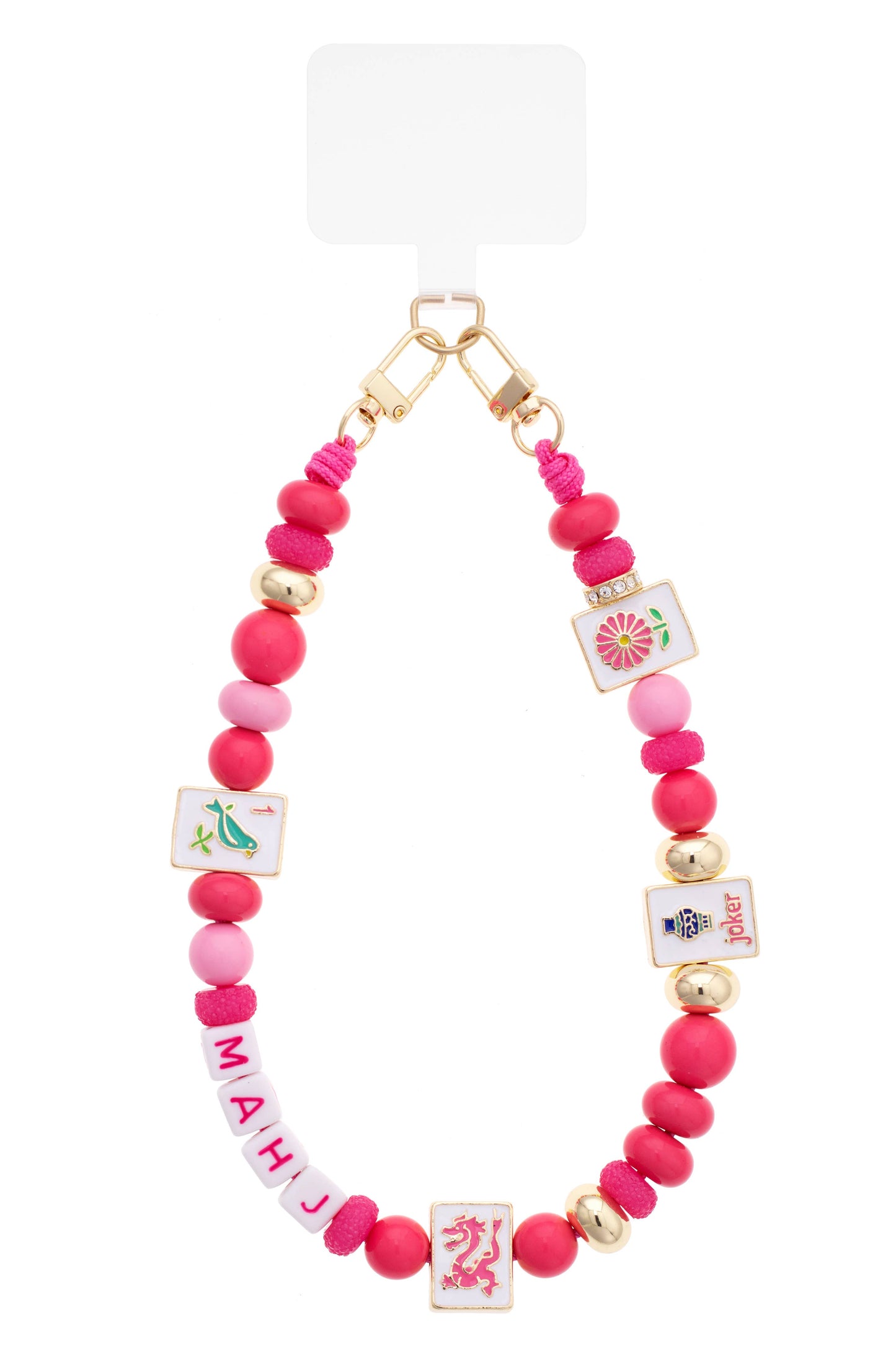 Cellphone Wristlet - MAHJ Mahjong Beaded in Fuchsia
