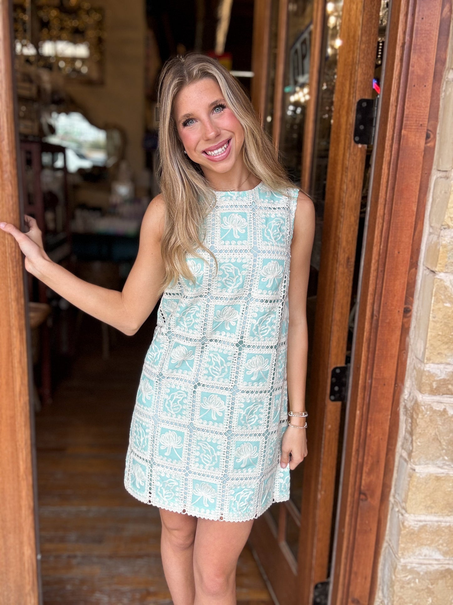 Dress - Mint Lace Patch Work Mini