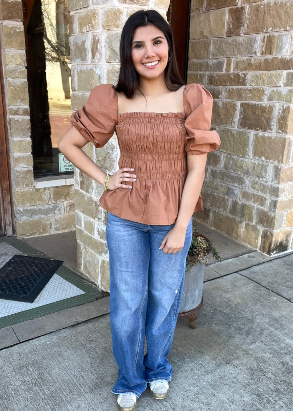 Top | Mocha Ruffle Sleeve Top