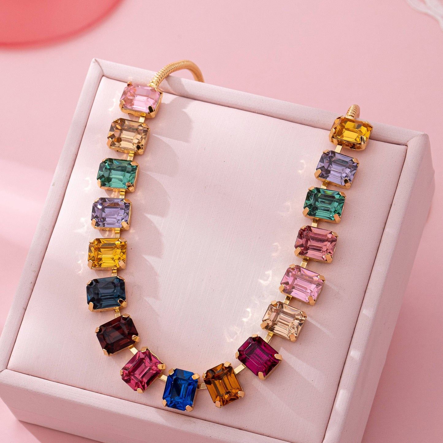 Necklace - Rainbow Emerald-Cut Gemstone