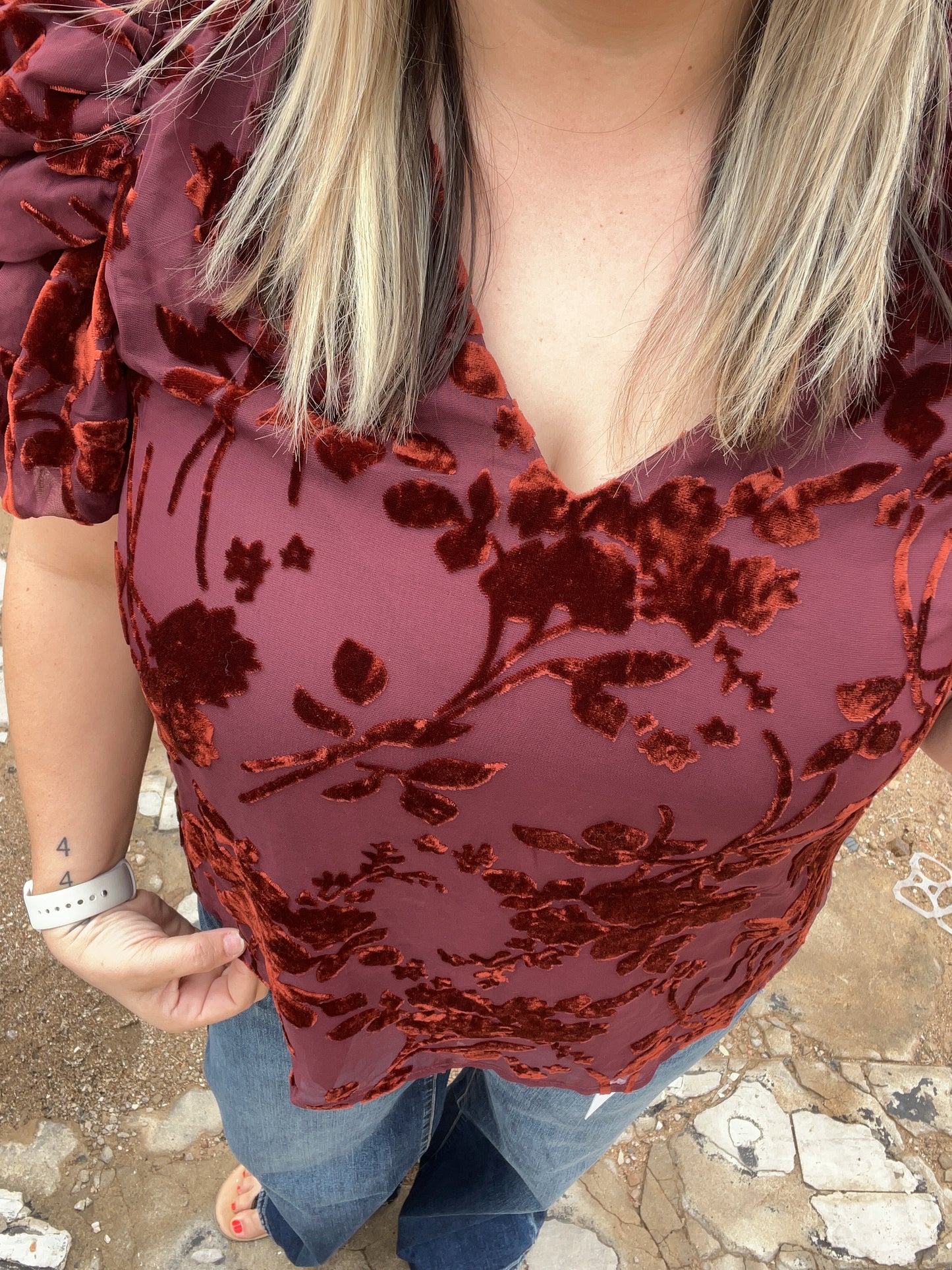 THML Blouse Puff Velvet