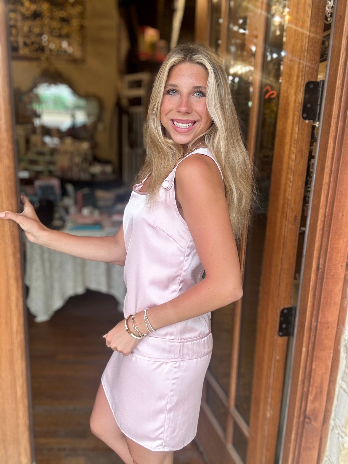 Dress - Baby Pink Oversize Button