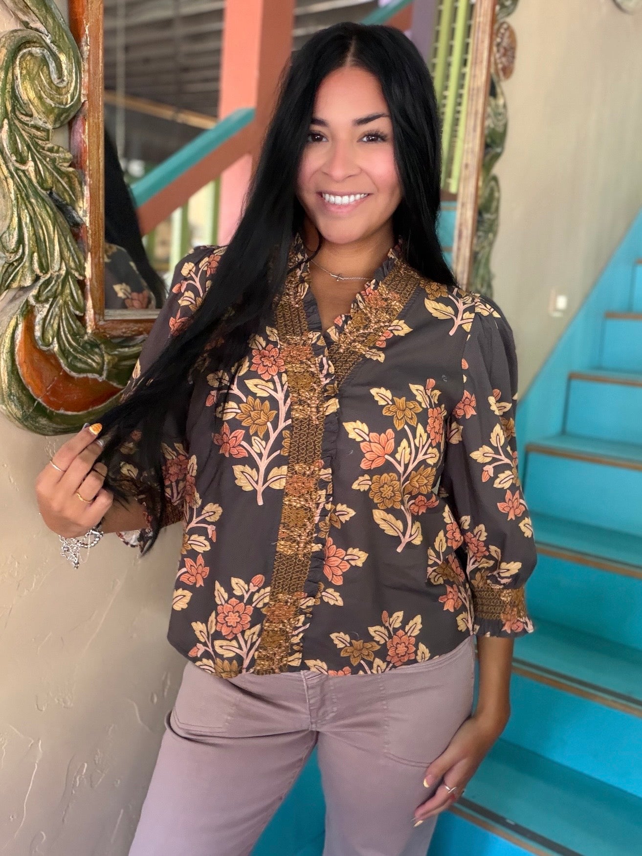 Blouse - Jodifl Golden Grove Smocked