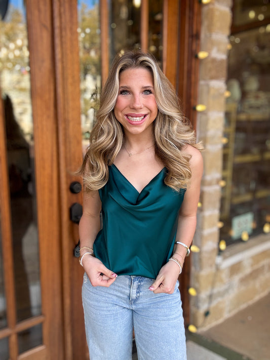 Green Satin Tank