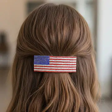 Hair Barrette - American Flag Crystal