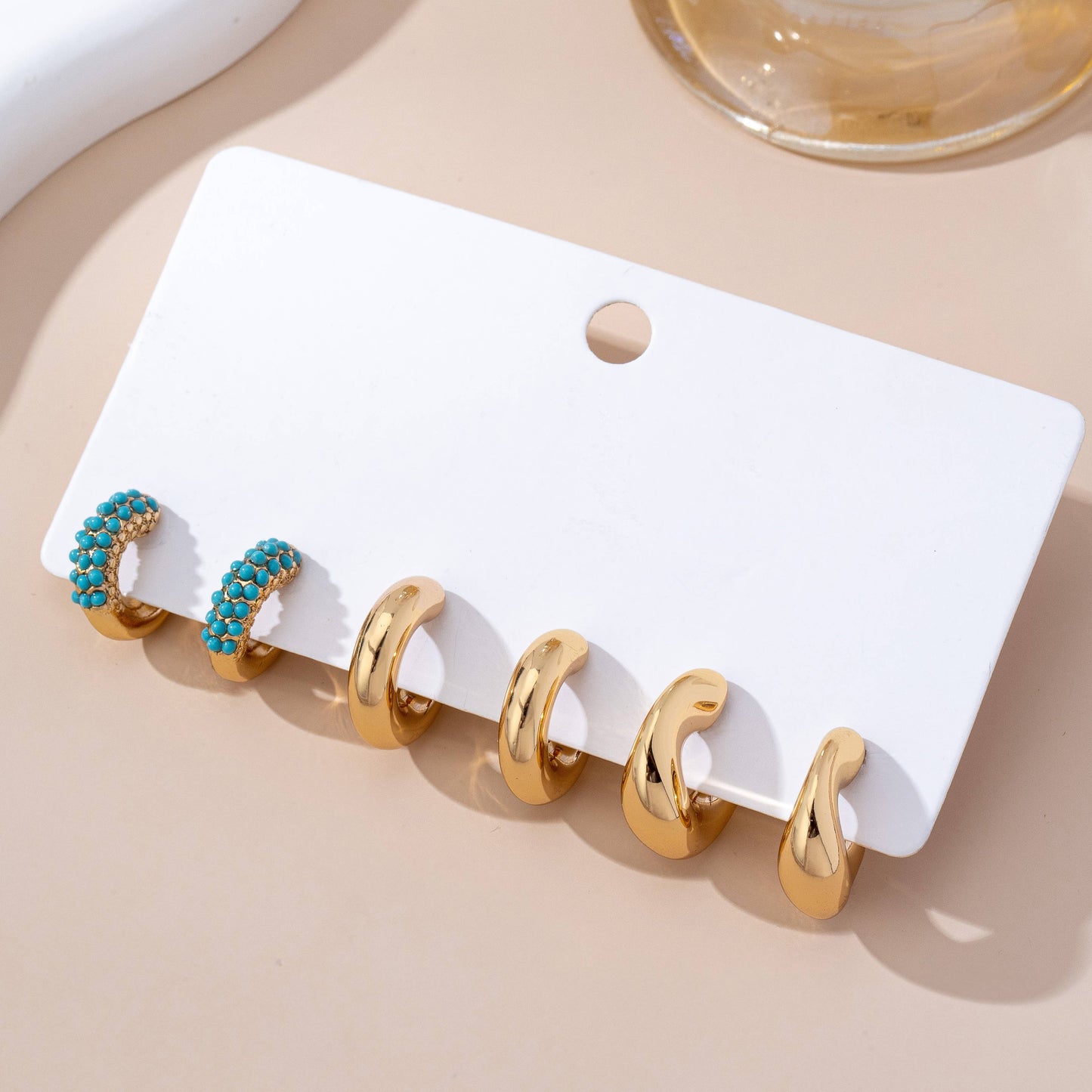 Earrings - Turquoise Hoop Trio Set