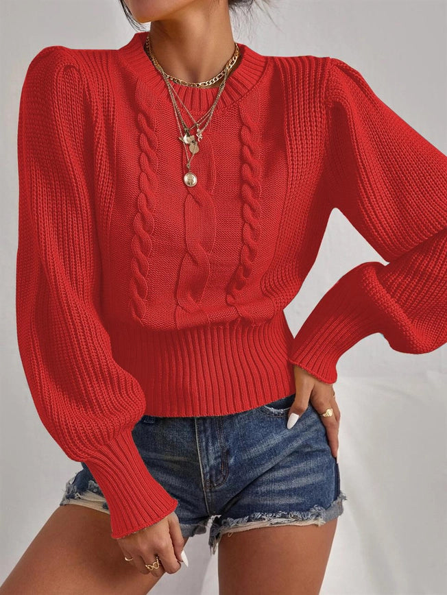 Tops | Sweater - Braided Princess Sleeve Red