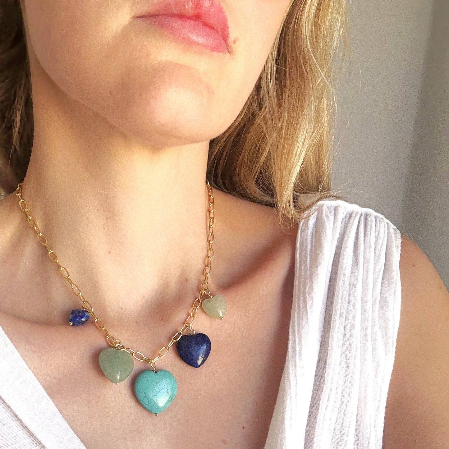 Jewelry | Necklace Sierra Stone Heart Multi Charm Blue 18 inch