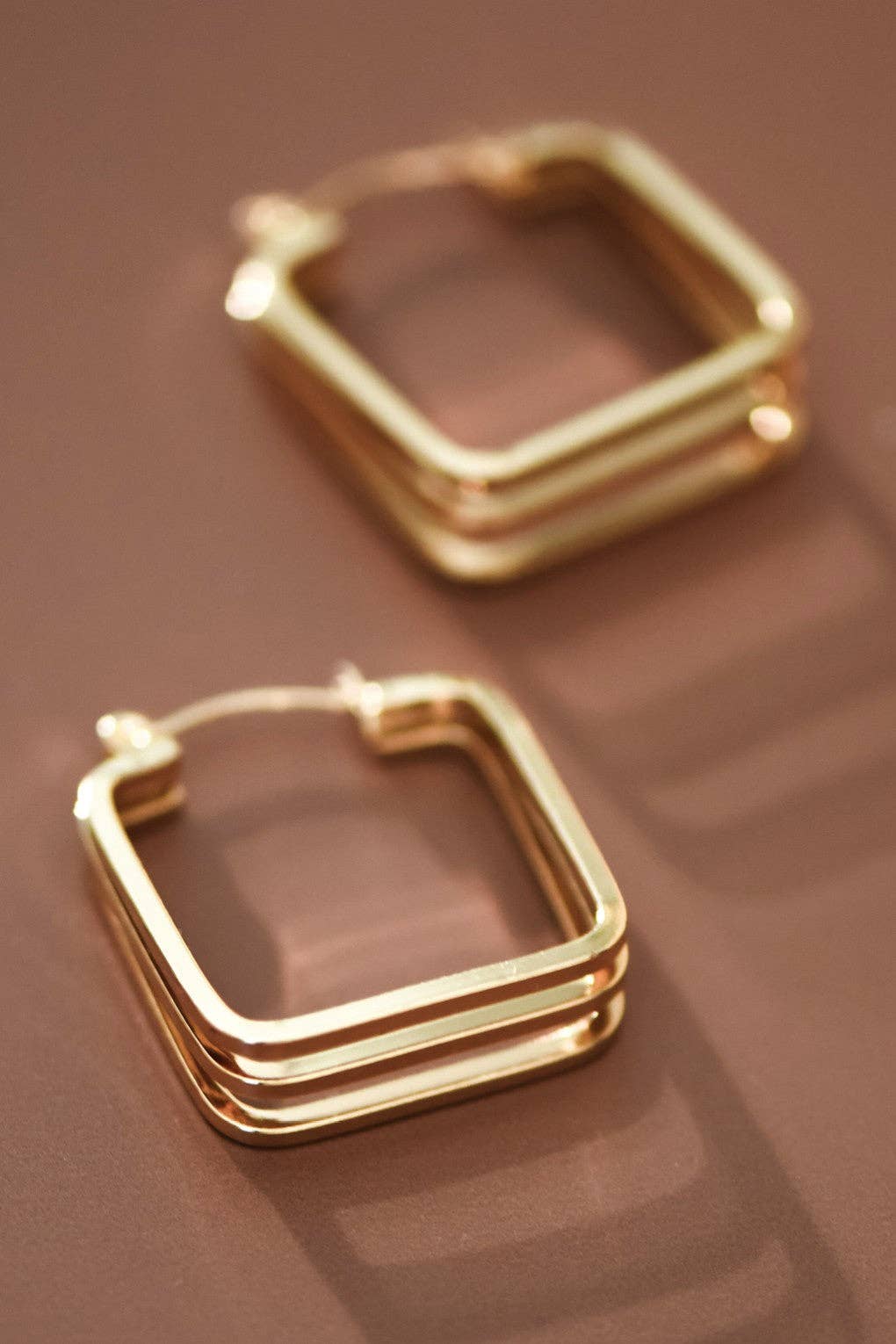 Earrings - Square Hoop Gold Plated