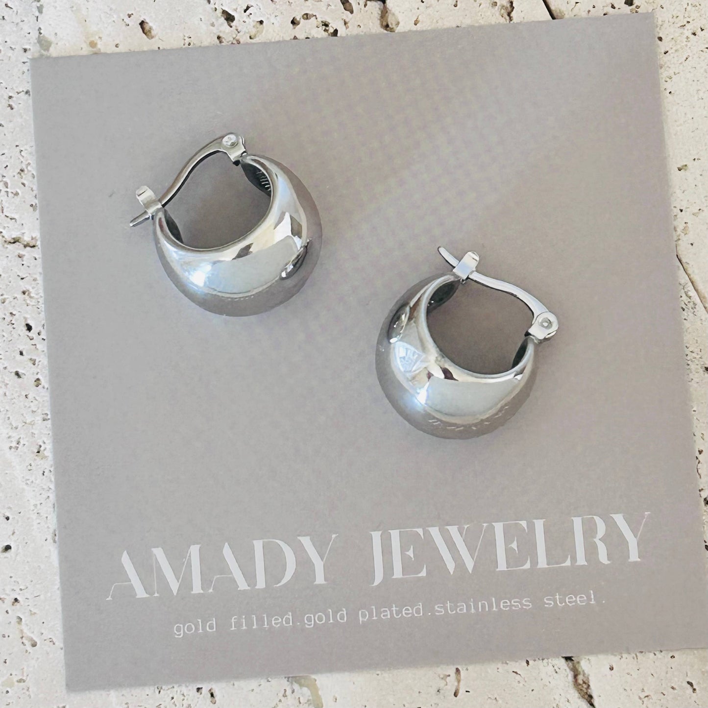 Earrings - Silver Rhodium Chunky Hoop