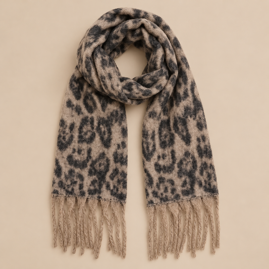 Scarf - Leopard Brushed Fringe